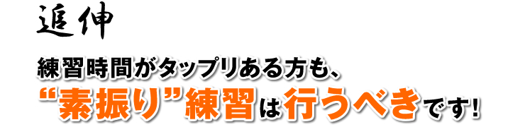 追伸：練習時間がタップリある方も、“素振り”練習は行うべきです！