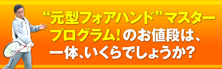 「“元型フォアハンド“マスタープログラム！」のお値段は、一体、いくらでしょうか？