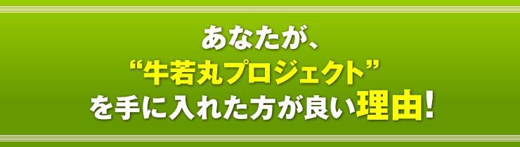 「あなたが、“牛若丸プロジェクト“を手に入れた方が良い理由！」