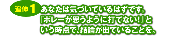 追伸1：「あなたは気づいているはずです。『ボレーが思うように打てない！』という時点で、結論が出ていることを。」