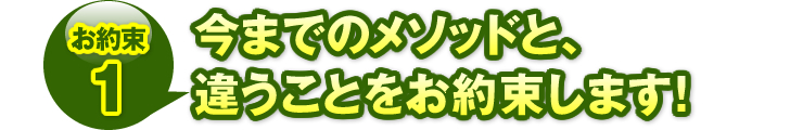 お約束1：「今までのメソッドと、違うことをお約束します！」