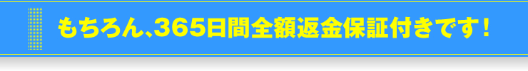 もちろん、365日間全額返金保証付きです！