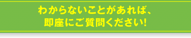 わからないことがあれば、即座にご質問ください！