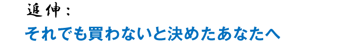 追伸1：それでも買わないと決めたあなたへ